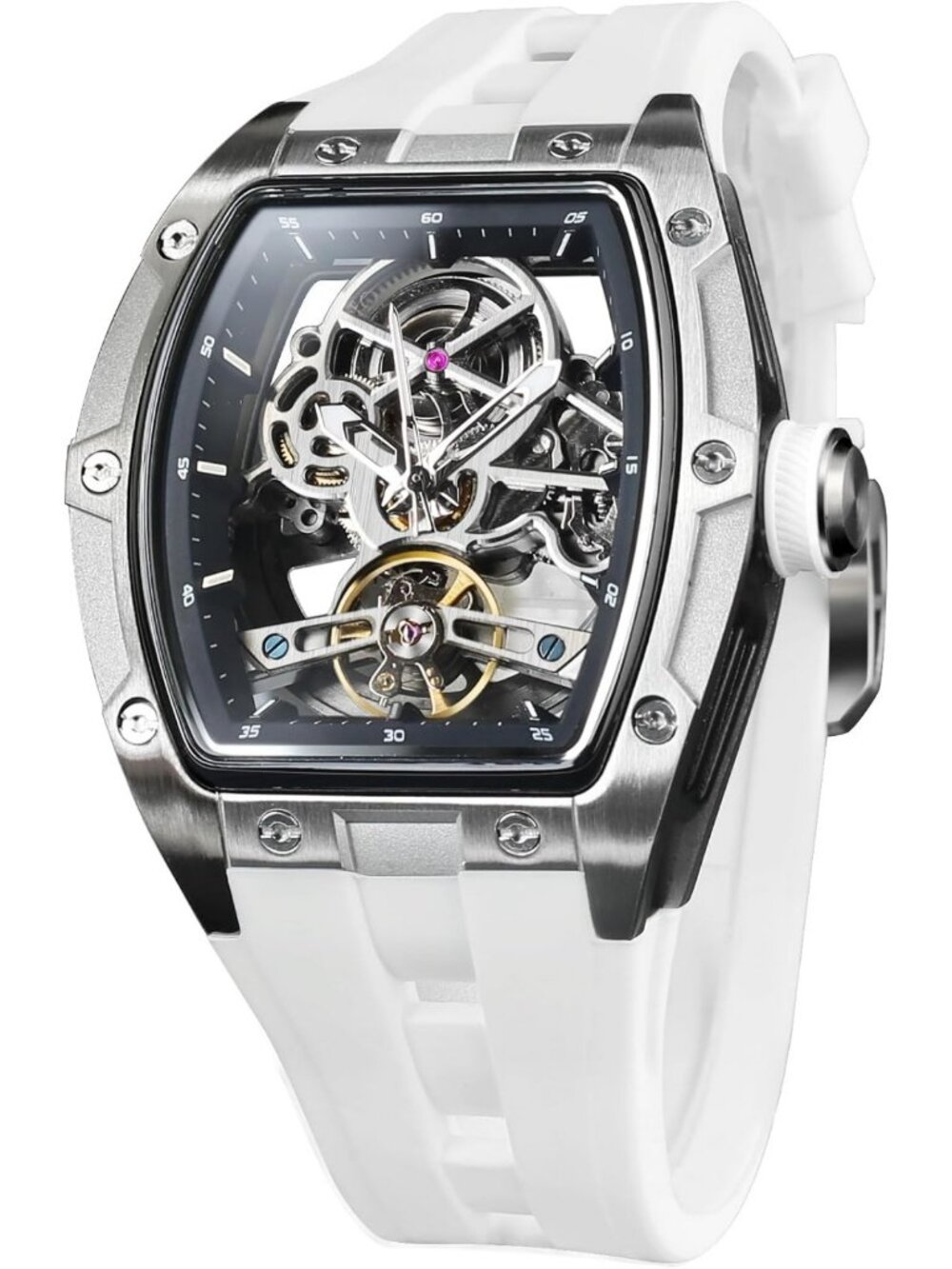 Stylish Men's Automatic Skeleton Dial Watch, Mechanical Movement, Elegant